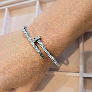 Nail Bangle Stainless Steel Cubic Zirconia Bracelet  Pulsera/Zirconia